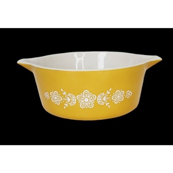 Vintage 70s Pyrex 475B Butterfly Gold 2 1/2 Quart Casserole Dish Bowl Server - Picture 1 of 10